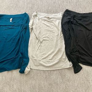 Lot of 3 Athleta long sleeve shirts extra small xs teal black grey